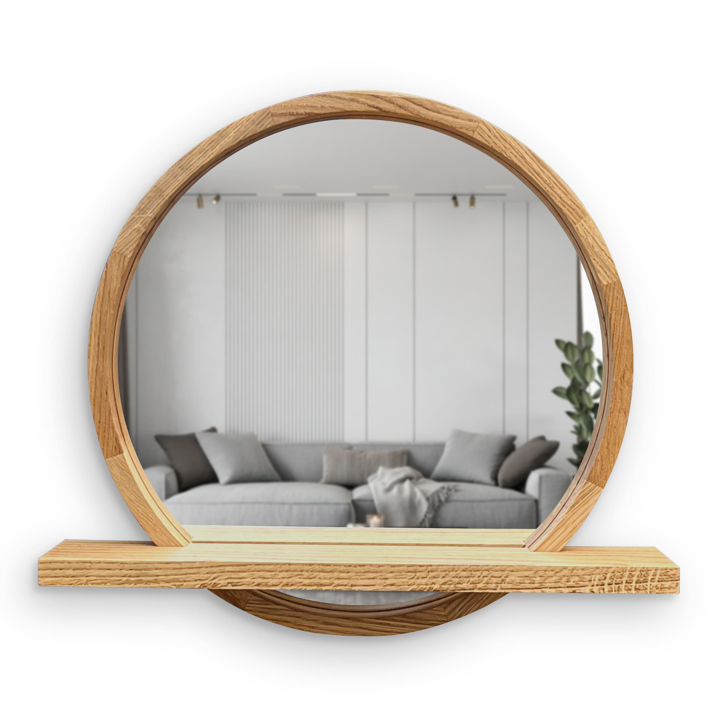 Miroir rond avec une étagère Sunrise - Luxury Wood